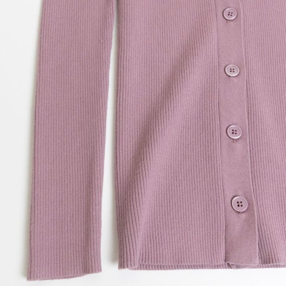 Aritzia Wilfred Cardigan V Neck Sweater Soft Knit Slim Claremont Pink Purple - Picture 8 of 14